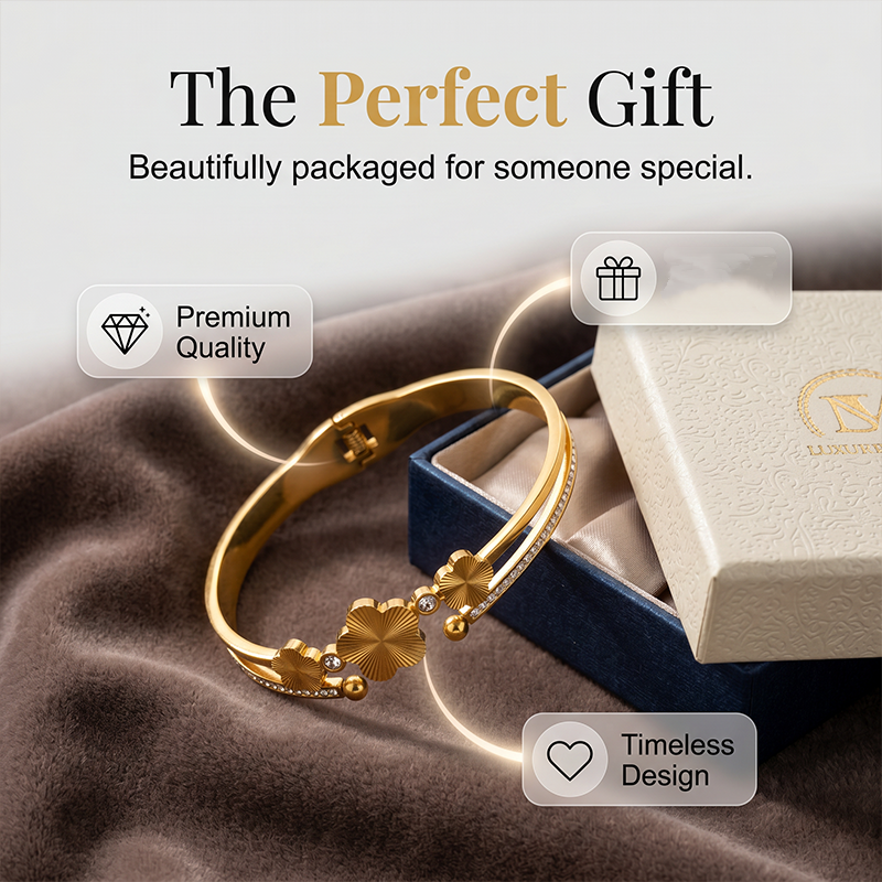 💐 Damen elegantes offenes Blumenarmband – filigranes Design, zeitlos & vielseitig – perfekt für Alltag, Büro & besondere Anlässe – ideal als Geschenk für besondere Momente