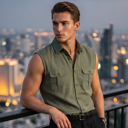 ⏰ Countdown läuft – 50% nur noch 3 Tage! Herren Sommer ärmelloses Button-Down-Hemd
