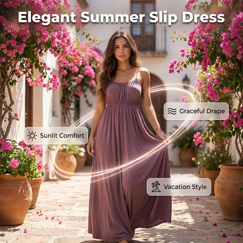 👗🔥 Damenkleid mit Spaghettiträgern & Kordelzug – vielseitig, leicht, figurschmeichelnd – perfekt für Sommer & Urlaub – jetzt -50 %! ☀️