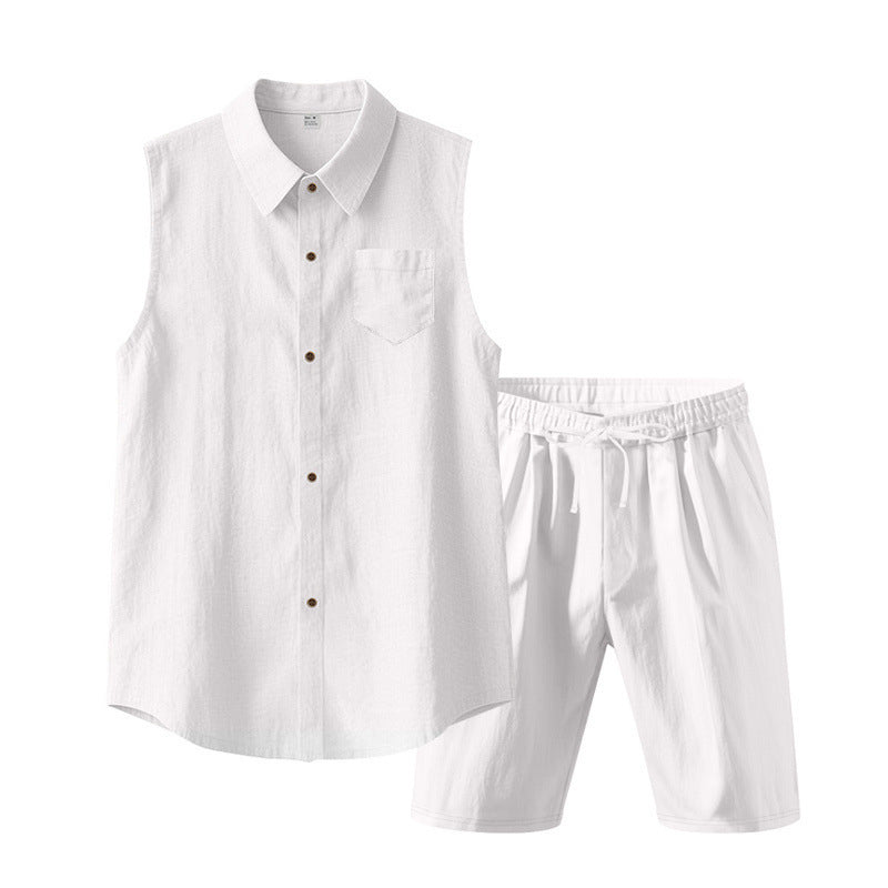 👔 Herren Leinen ärmelloses Hemd & Shorts Set – leicht, atmungsaktiv & vielseitig – perfekt für warme Tage, Strand & Freizeit – lässiger Look mit hohem Tragekomfort | Versandfrei
