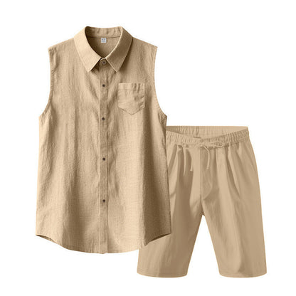 👔 Herren Leinen ärmelloses Hemd & Shorts Set – leicht, atmungsaktiv & vielseitig – perfekt für warme Tage, Strand & Freizeit – lässiger Look mit hohem Tragekomfort | Versandfrei