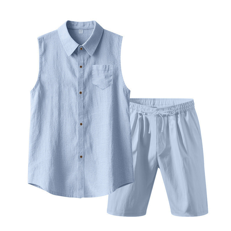 👔 Herren Leinen ärmelloses Hemd & Shorts Set – leicht, atmungsaktiv & vielseitig – perfekt für warme Tage, Strand & Freizeit – lässiger Look mit hohem Tragekomfort | Versandfrei