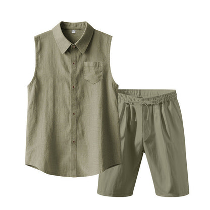 👔 Herren Leinen ärmelloses Hemd & Shorts Set – leicht, atmungsaktiv & vielseitig – perfekt für warme Tage, Strand & Freizeit – lässiger Look mit hohem Tragekomfort | Versandfrei