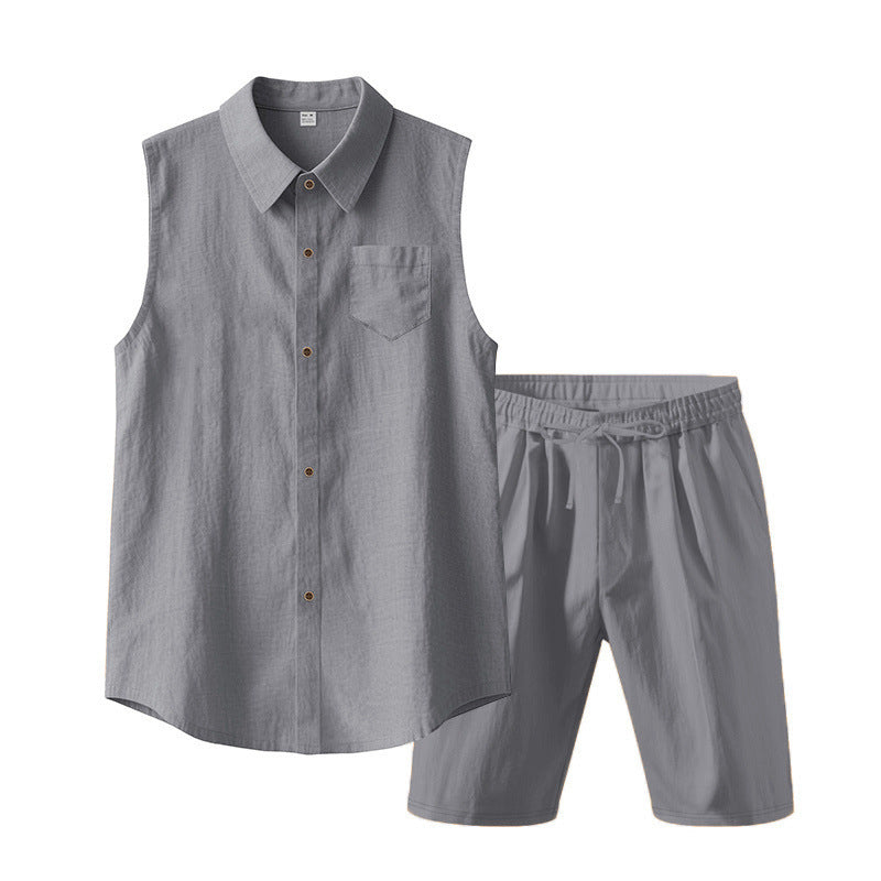 👔 Herren Leinen ärmelloses Hemd & Shorts Set – leicht, atmungsaktiv & vielseitig – perfekt für warme Tage, Strand & Freizeit – lässiger Look mit hohem Tragekomfort | Versandfrei