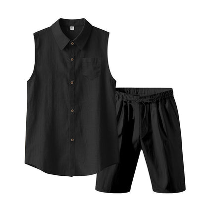 👔 Herren Leinen ärmelloses Hemd & Shorts Set – leicht, atmungsaktiv & vielseitig – perfekt für warme Tage, Strand & Freizeit – lässiger Look mit hohem Tragekomfort | Versandfrei