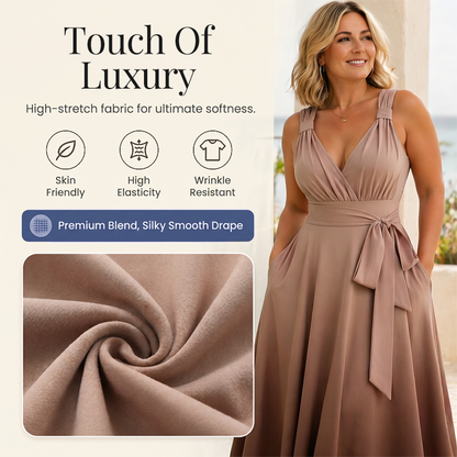 ⌛ Nur solange Vorrat reicht – danach regulärer Preis! Elegantes Damenkleid mit V-Ausschnitt, Farbverlauf und Taschen