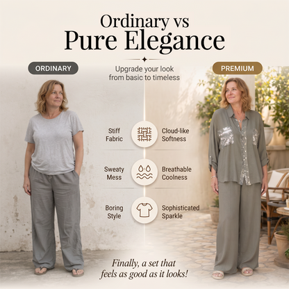 Set aus Pailletten-Bluse und Hose mit weitem Bein für Damen