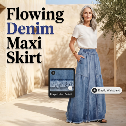 👗 Casual Denim-Maxirock für Damen – lässiger Look, bequeme Passform & vielseitig – perfekt für Alltag, Strand & Freizeit | Versandfrei