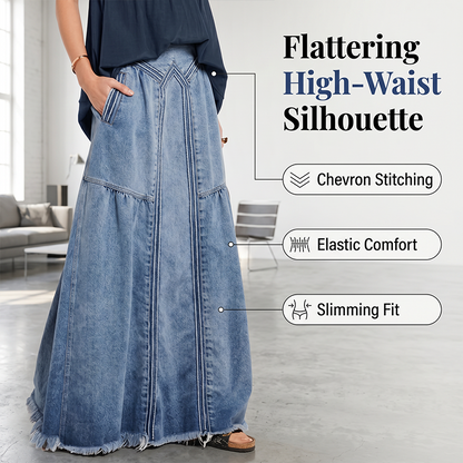 👗 Casual Denim-Maxirock für Damen – lässiger Look, bequeme Passform & vielseitig – perfekt für Alltag, Strand & Freizeit | Versandfrei