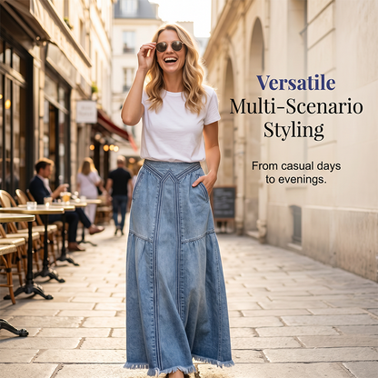 👗 Casual Denim-Maxirock für Damen – lässiger Look, bequeme Passform & vielseitig – perfekt für Alltag, Strand & Freizeit | Versandfrei