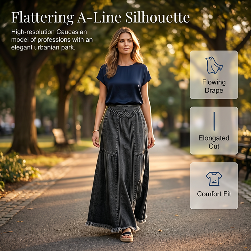 👗 Casual Denim-Maxirock für Damen – lässiger Look, bequeme Passform & vielseitig – perfekt für Alltag, Strand & Freizeit | Versandfrei