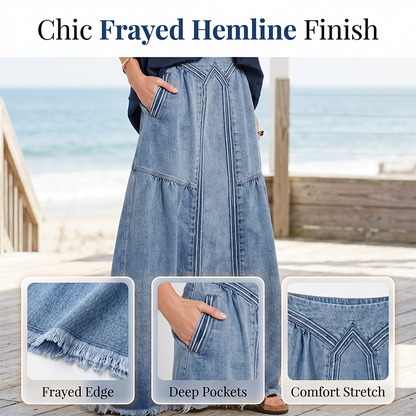 👗 Casual Denim-Maxirock für Damen – lässiger Look, bequeme Passform & vielseitig – perfekt für Alltag, Strand & Freizeit | Versandfrei