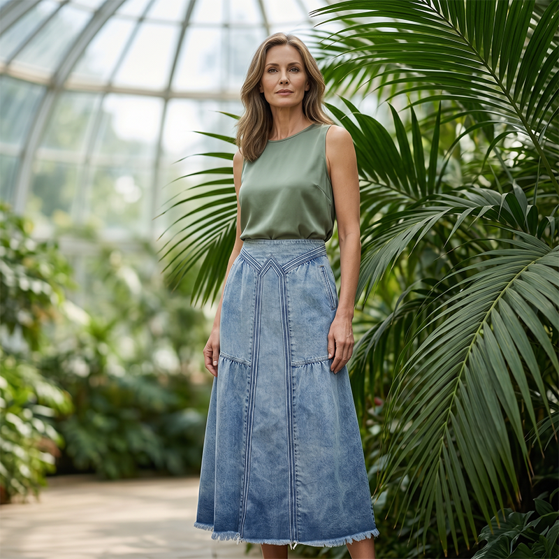 👗 Casual Denim-Maxirock für Damen – lässiger Look, bequeme Passform & vielseitig – perfekt für Alltag, Strand & Freizeit | Versandfrei