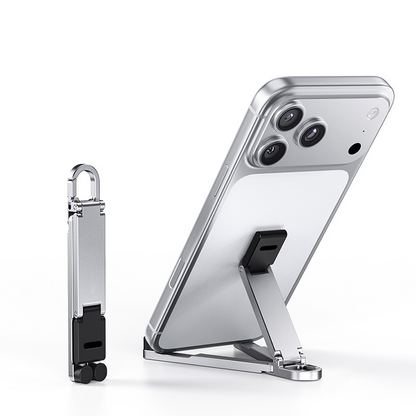 📱 Mini-Aluminium-Handyhalter mit Schlüsselanhänger – klappbarer Tischständer – kompakt, leicht & vielseitig – perfekt für unterwegs, Büro & Reisen – ideal für Videoanrufe, Filme & Lesen