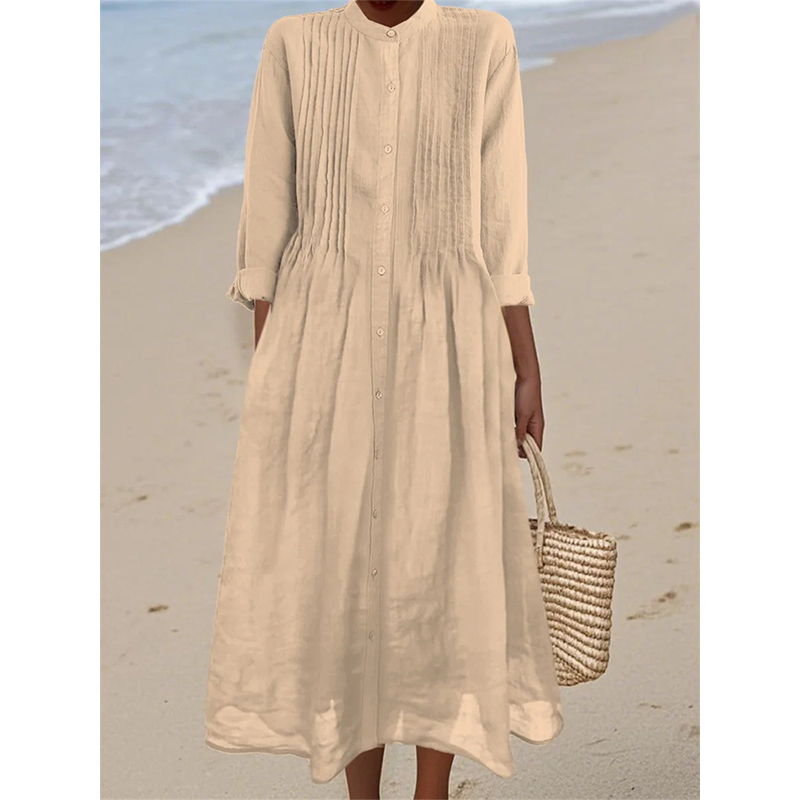 ⏰ Countdown läuft – 50% nur noch 3 Tage!👗50 % Rabatt! Baumwoll-Leinen-Kleid für Damen