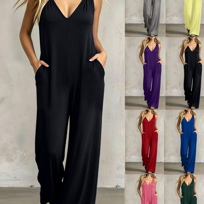 👗 JETZT 50 % RABATT! 🌊 Lässiger Sommer-Jumpsuit für Damen mit V-Ausschnitt – lockere, weite Beine, tiefe Seitentaschen und integrierte Kapuze – vom Strand direkt zum Abendessen ☀️
