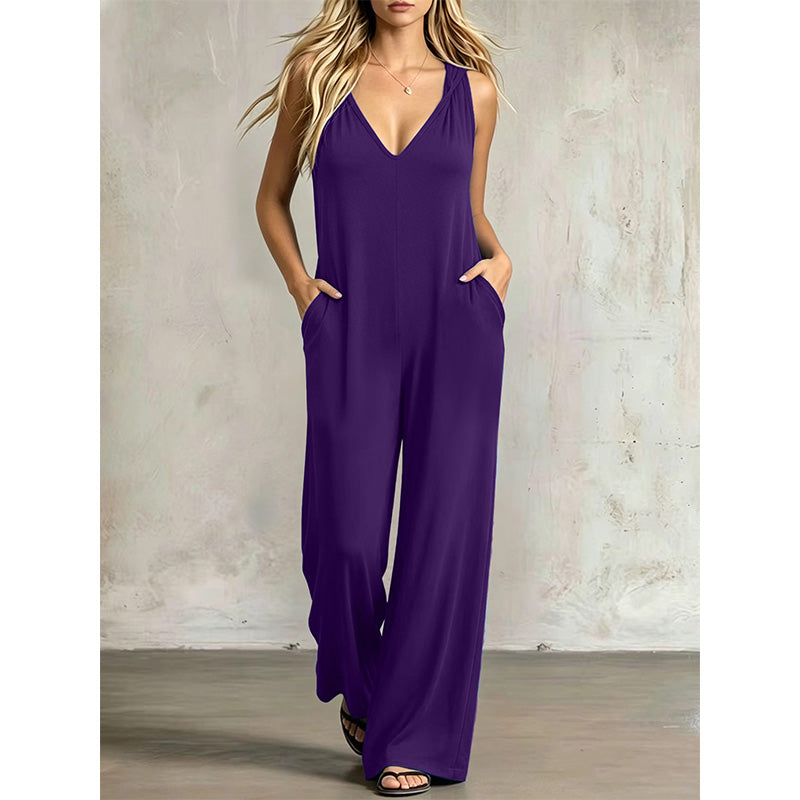 👗 JETZT 50 % RABATT! 🌊 Lässiger Sommer-Jumpsuit für Damen mit V-Ausschnitt – lockere, weite Beine, tiefe Seitentaschen und integrierte Kapuze – vom Strand direkt zum Abendessen ☀️