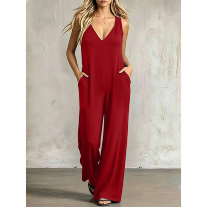 👗 JETZT 50 % RABATT! 🌊 Lässiger Sommer-Jumpsuit für Damen mit V-Ausschnitt – lockere, weite Beine, tiefe Seitentaschen und integrierte Kapuze – vom Strand direkt zum Abendessen ☀️