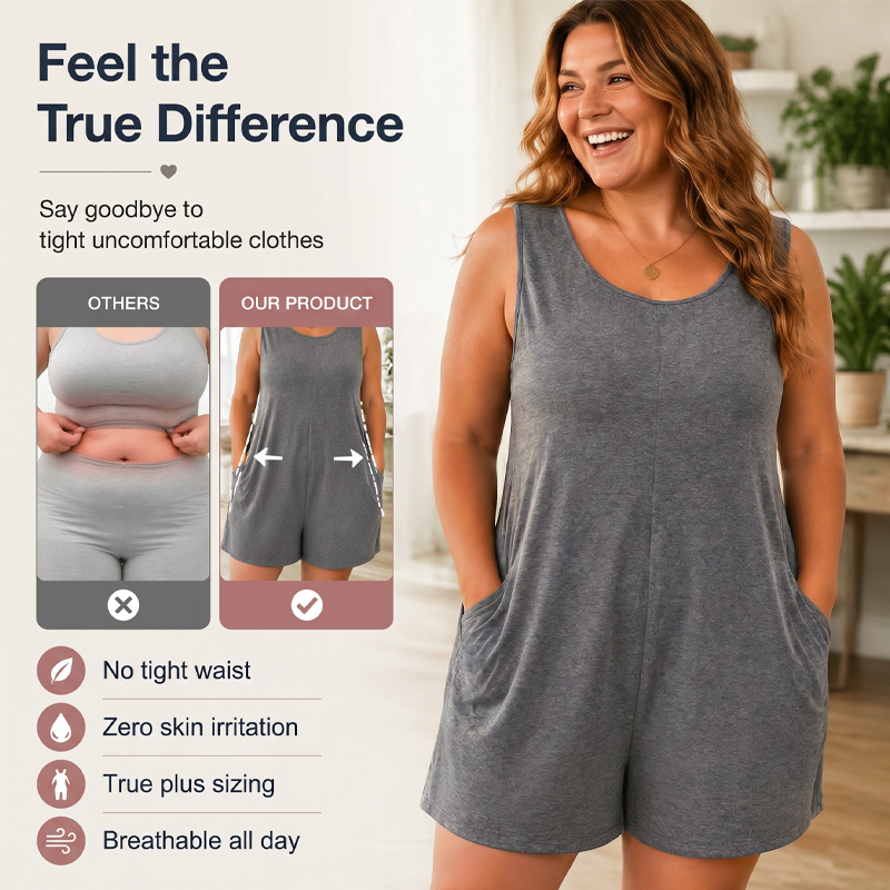 👗 LIMITED-TIME 50 % OFF! 💥 Plus-Size-ärmelloser Jumpsuit mit Taschen – fließend, bequem & vielseitig – perfekt für warme Tage, Strand & Freizeit – mit praktischen Taschen