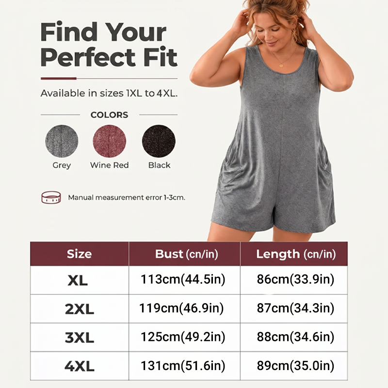 👗 LIMITED-TIME 50 % OFF! 💥 Plus-Size-ärmelloser Jumpsuit mit Taschen – fließend, bequem & vielseitig – perfekt für warme Tage, Strand & Freizeit – mit praktischen Taschen