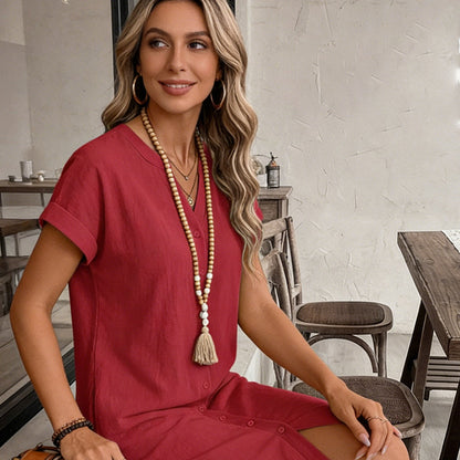 📦 Täglich 500+ Pakete versendet – der Wahnsinn! Lässiges Damen-Hemdkleid mit V-Ausschnitt und Knopfleiste