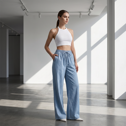 Lässige Damenhose mit geradem Bein