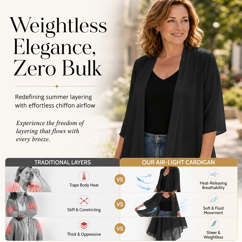 ☁️ So leicht wie eine Wolke – der Chiffon-Cardigan, der deinen Look im Handumdrehen aufwertet. Angenehm fallender Stoff, offene Vorderseite, perfekt für jede Figur. Dein neues Lieblingsteil für diese Saison! 🌸💫
