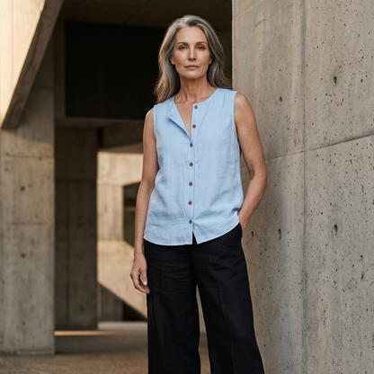🧨 Bestseller ist zurück – alle, die beim letzten Mal leer ausgingen, jetzt zugreifen! Das ärmellose Tanktop mit Knopfleiste für Damen – ein Style, der einfach immer passt. ✨👚