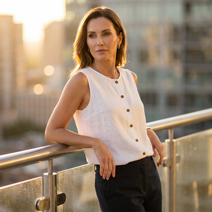 🧨 Bestseller ist zurück – alle, die beim letzten Mal leer ausgingen, jetzt zugreifen! Das ärmellose Tanktop mit Knopfleiste für Damen – ein Style, der einfach immer passt. ✨👚