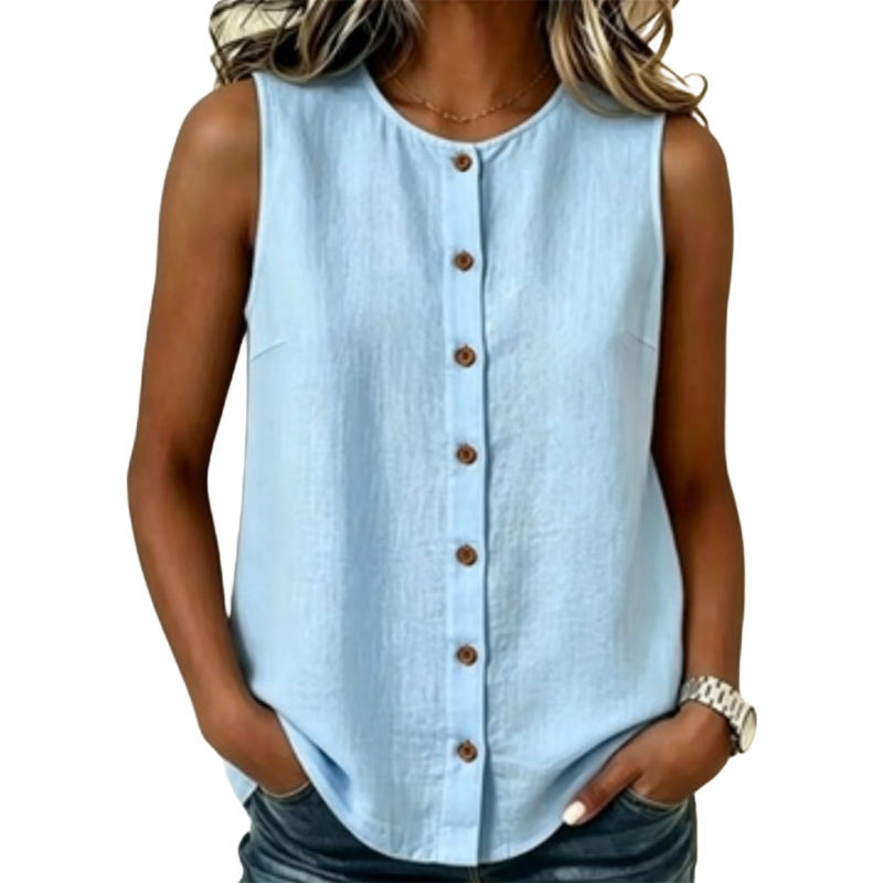 🧨 Bestseller ist zurück – alle, die beim letzten Mal leer ausgingen, jetzt zugreifen! Das ärmellose Tanktop mit Knopfleiste für Damen – ein Style, der einfach immer passt. ✨👚