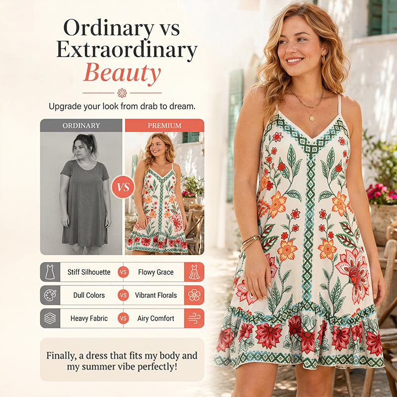 ⌛Zeitlich begrenztes Angebot – Ärmelloses Slip-Kleid für Damen mit Blumenmuster