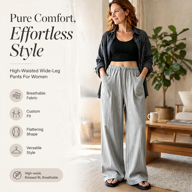 🧨 Bestseller ist zurück – alle, die beim letzten Mal leer ausgingen, jetzt zugreifen! Damen hoch taillierte weite Kordelzug-Hose