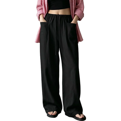 🧨 Bestseller ist zurück – alle, die beim letzten Mal leer ausgingen, jetzt zugreifen! Damen hoch taillierte weite Kordelzug-Hose
