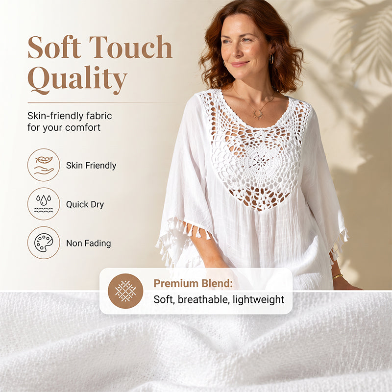 ✨Neu eingetroffen✨🌊Fließendes Patchwork-Strandkleid mit Boho-Quasten – ideal für den Urlaub
