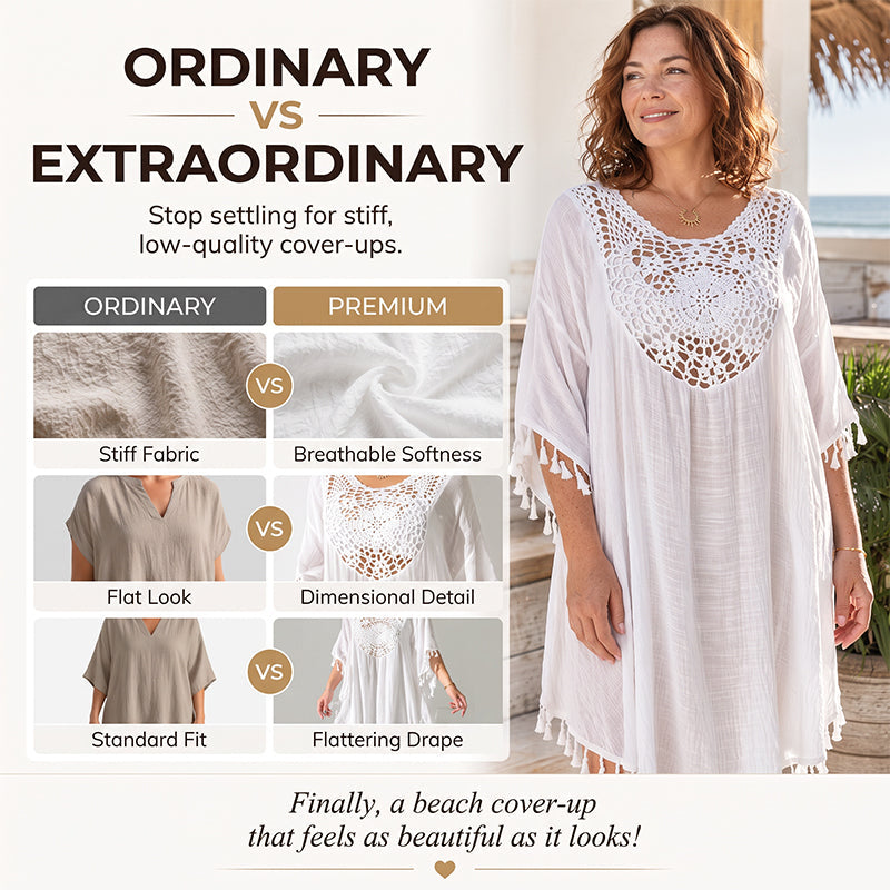 ✨Neu eingetroffen✨🌊Fließendes Patchwork-Strandkleid mit Boho-Quasten – ideal für den Urlaub