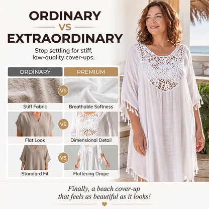 ✨Neu eingetroffen✨🌊Fließendes Patchwork-Strandkleid mit Boho-Quasten – ideal für den Urlaub