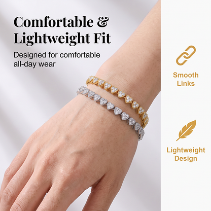 ✨ KAUFE 1, ERHALTE 1 GRATIS! 💥 Funkelndes Herz-Link-Armband – zartes, glänzendes Tennis-Design – passt wunderschön zu jedem Outfit – perfekt für Alltag, Büro & besondere Anlässe – ideal als Geschenk für besondere Momente