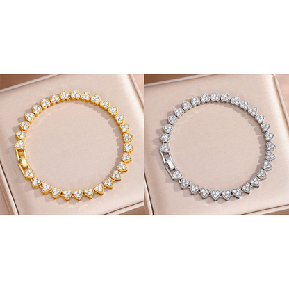 ✨ KAUFE 1, ERHALTE 1 GRATIS! 💥 Funkelndes Herz-Link-Armband – zartes, glänzendes Tennis-Design – passt wunderschön zu jedem Outfit – perfekt für Alltag, Büro & besondere Anlässe – ideal als Geschenk für besondere Momente