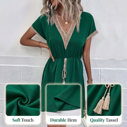 🏅 2000 Stück in 3 Tagen verkauft – schnell sein! Boho-Kleid mit V-Ausschnitt aus Spitze für Damen