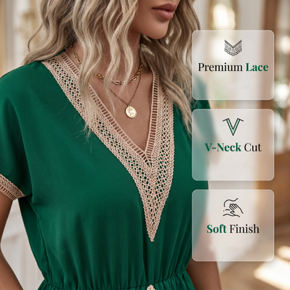 🏅 2000 Stück in 3 Tagen verkauft – schnell sein! Boho-Kleid mit V-Ausschnitt aus Spitze für Damen