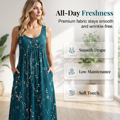 🌊 Der angesagteste Look diesen Sommer – zum halben Preis mitnehmen🌺Lässiges, ärmelloses Maxikleid für Damen