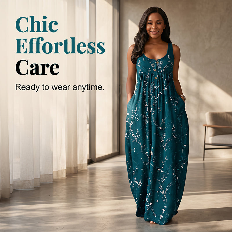 🌊 Der angesagteste Look diesen Sommer – zum halben Preis mitnehmen🌺Lässiges, ärmelloses Maxikleid für Damen