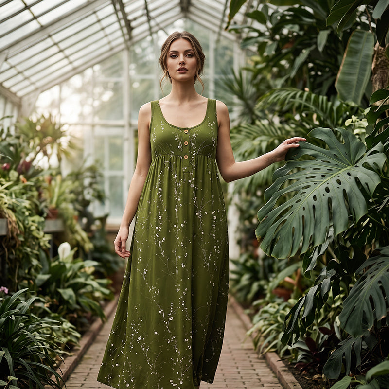 🌊 Der angesagteste Look diesen Sommer – zum halben Preis mitnehmen🌺Lässiges, ärmelloses Maxikleid für Damen