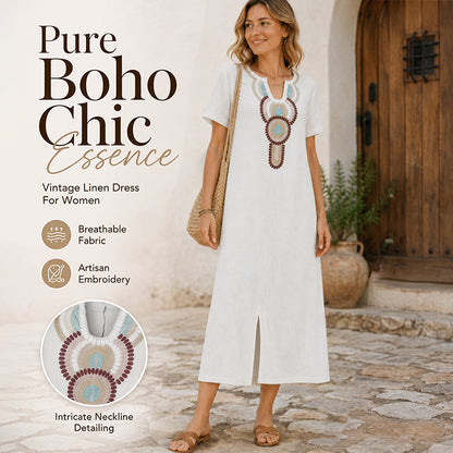🌙 Heute um Mitternacht vorbei – verpassen Sie es nicht, sonst warten Sie ein Jahr! Besticktes Maxikleid für Damen mit Frontschlitz