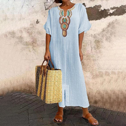 🌙 Heute um Mitternacht vorbei – verpassen Sie es nicht, sonst warten Sie ein Jahr! Besticktes Maxikleid für Damen mit Frontschlitz
