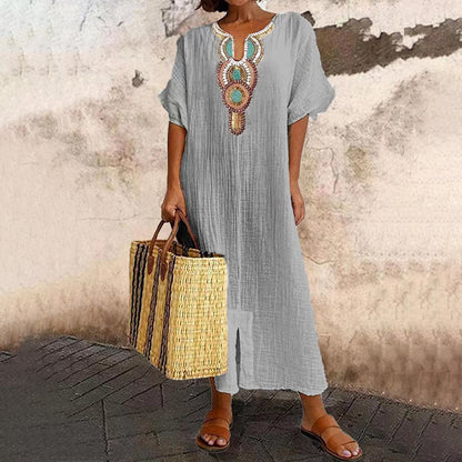 🌙 Heute um Mitternacht vorbei – verpassen Sie es nicht, sonst warten Sie ein Jahr! Besticktes Maxikleid für Damen mit Frontschlitz