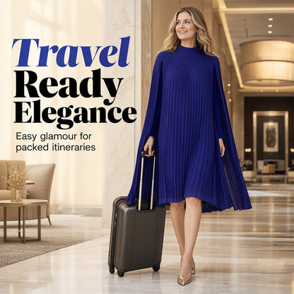 💨Mini-Kleid für Damen mit Rundhalsausschnitt und Cape-Ärmeln – eleganter Look, luftiger Schnitt & vielseitig – perfekt für warme Tage, Strand & Freizeit – modernes Cape-Design mit zeitlosem Rundhals