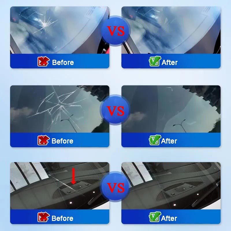 🔧 Glasriss Reparaturharz für Autoscheiben – Einfache Selbstverwendung, temperaturbeständig, klare unsichtbare Reparatur von Steinschlägen und Rissen