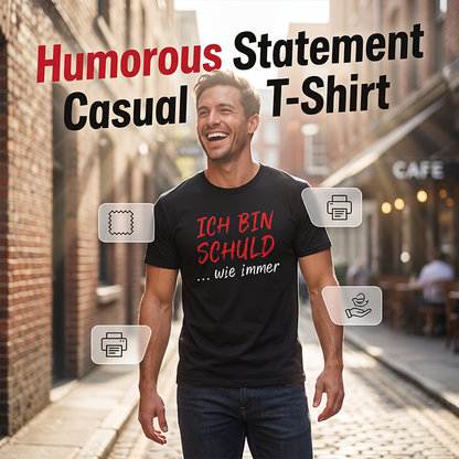 🔥🛍️ Neuheiten - Witziges deutsches Slogan-T-Shirt für Herren, schwarz, Kurzarm, Rundhalsausschnitt