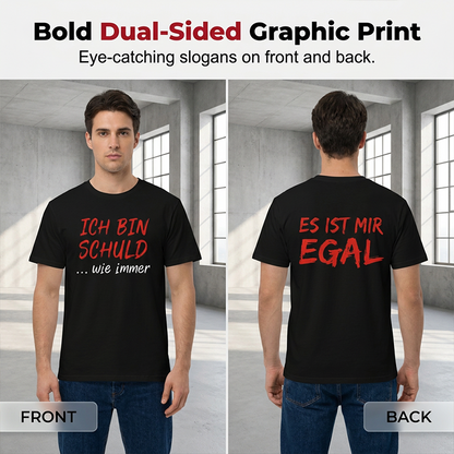 🔥🛍️ Neuheiten - Witziges deutsches Slogan-T-Shirt für Herren, schwarz, Kurzarm, Rundhalsausschnitt